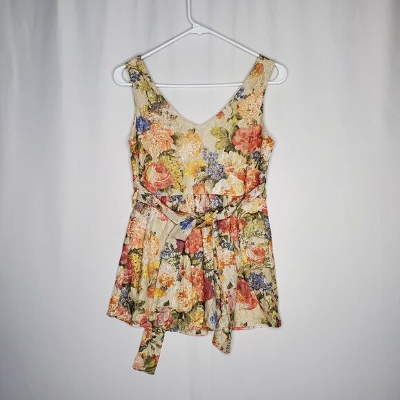 Forever 21 Vtg Babydoll Empire Top Small Lace Floral Cream Tie Romantic Coquette - Picture 2 of 7